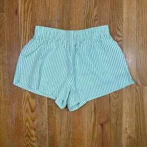 Princess Polly green striped shorts